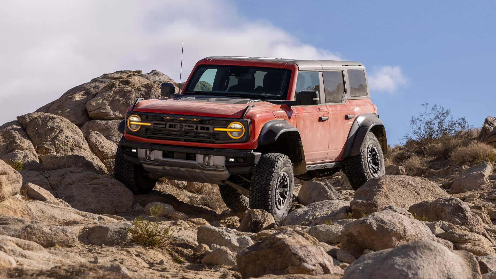The 2020 Ford Bronco Is Driving On A Rocky Trail