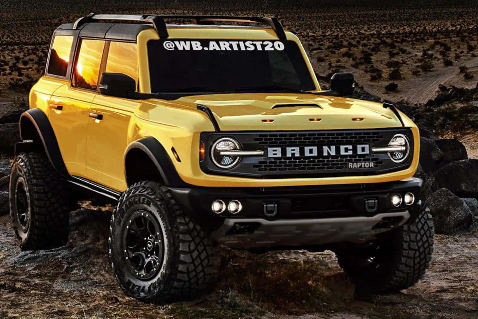The Ford Bronco Is Parked In The Desert