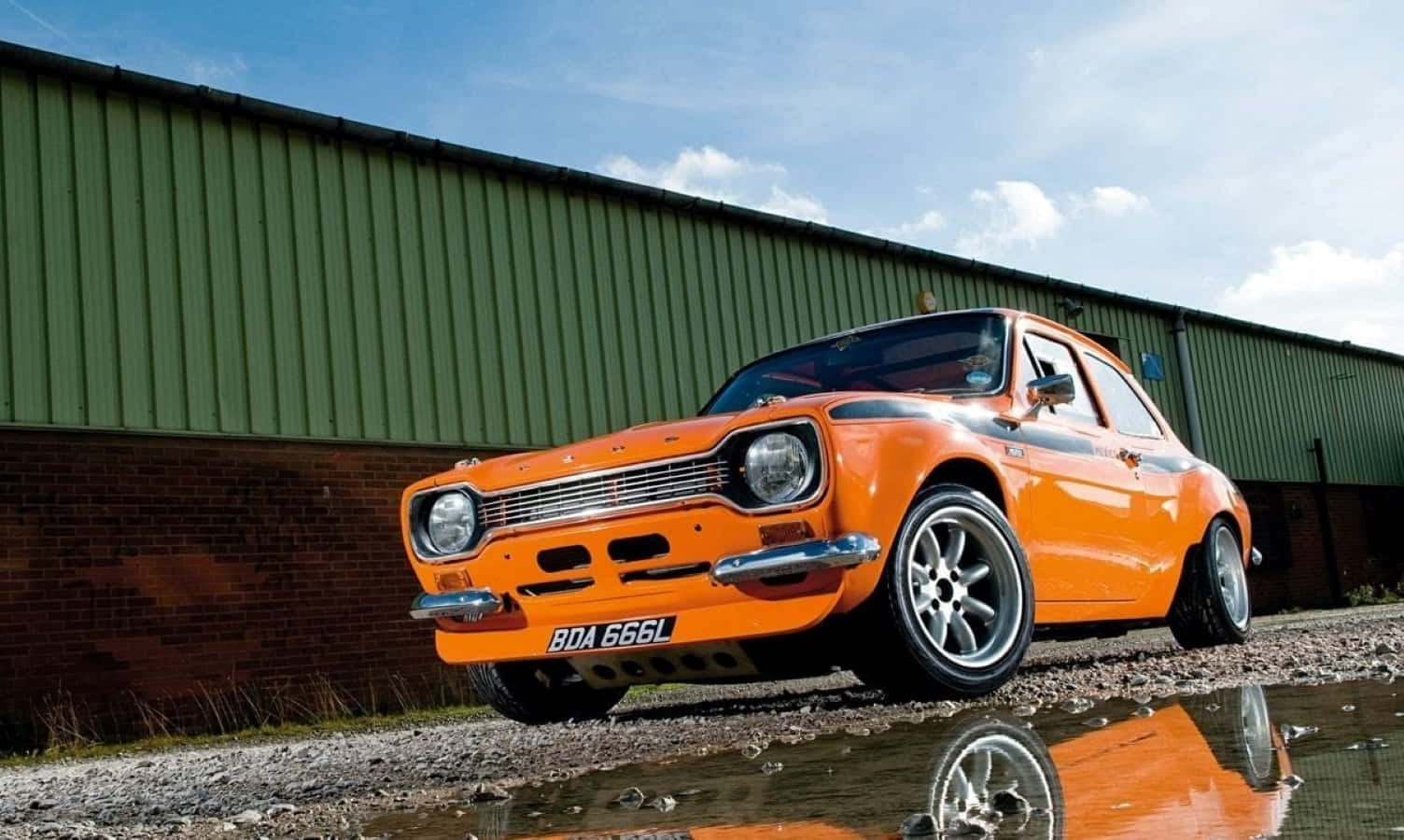 Classic Ford Escort in Action Wallpaper