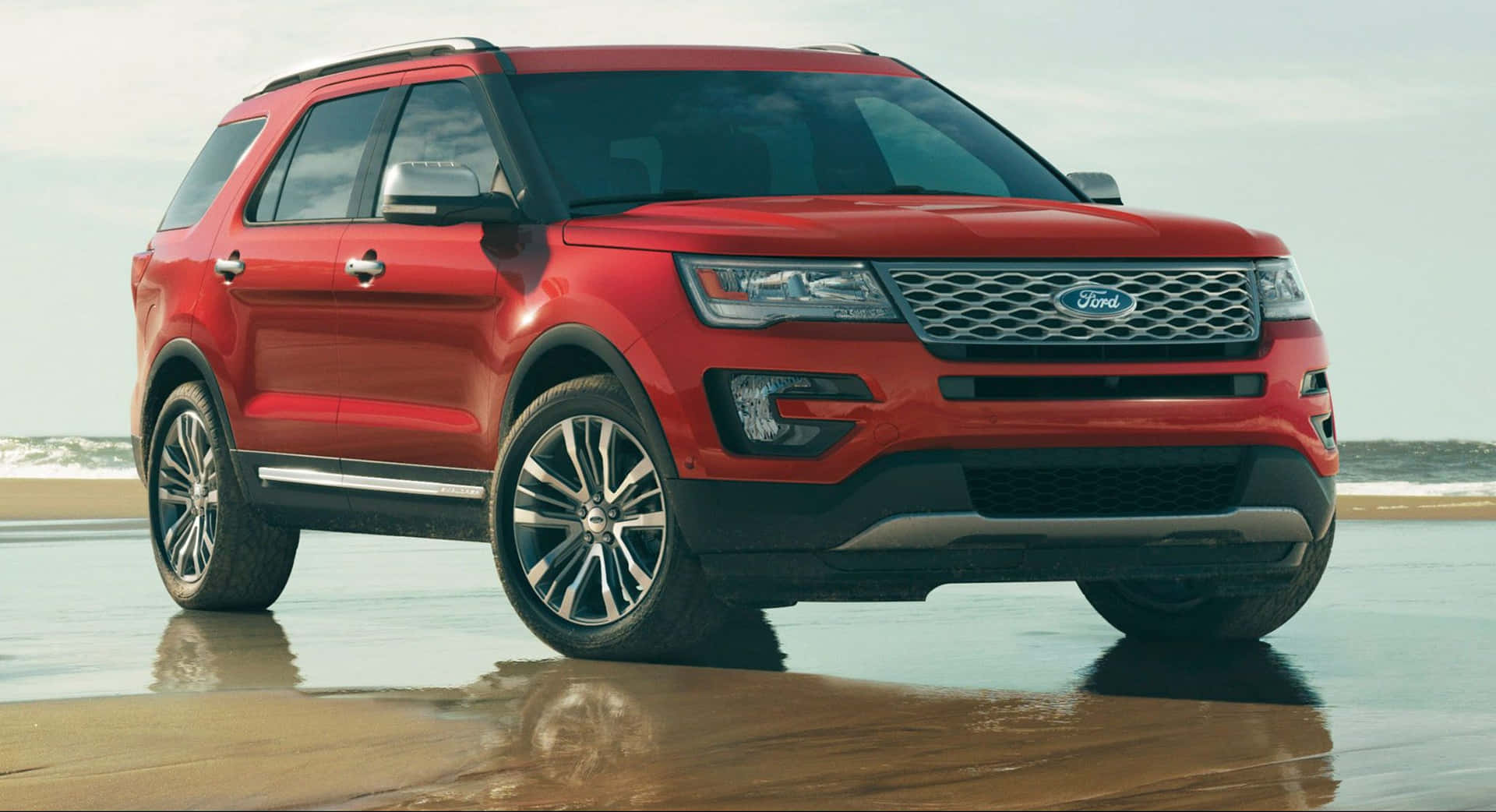 Tyylikäs Ford Explorer Tiellä Taustakuva