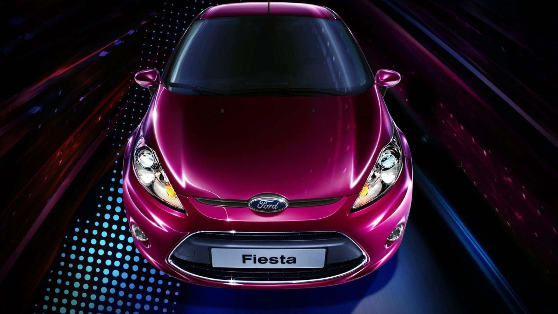 Sleek Ford Fiesta at a Mesmerizing Sunset Wallpaper
