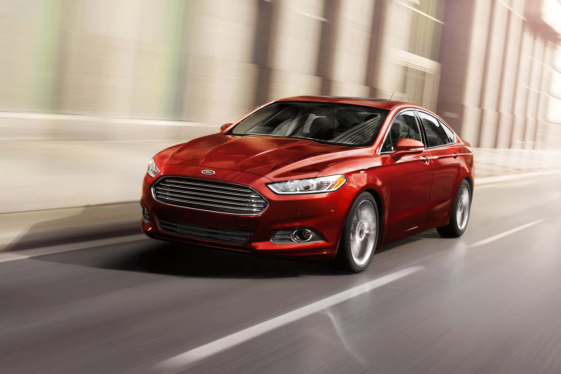 Stylish Ford Fusion on the Road Wallpaper