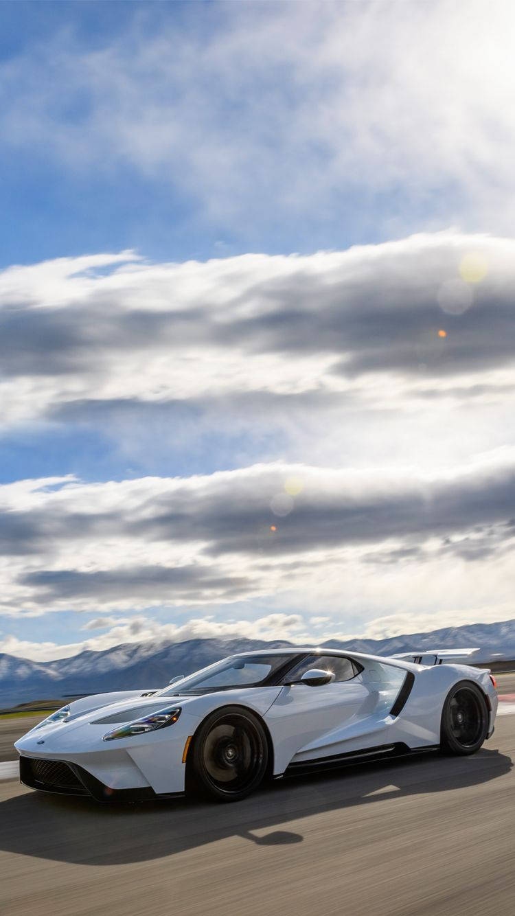 Ford Iphone White Race Car Wallpaper