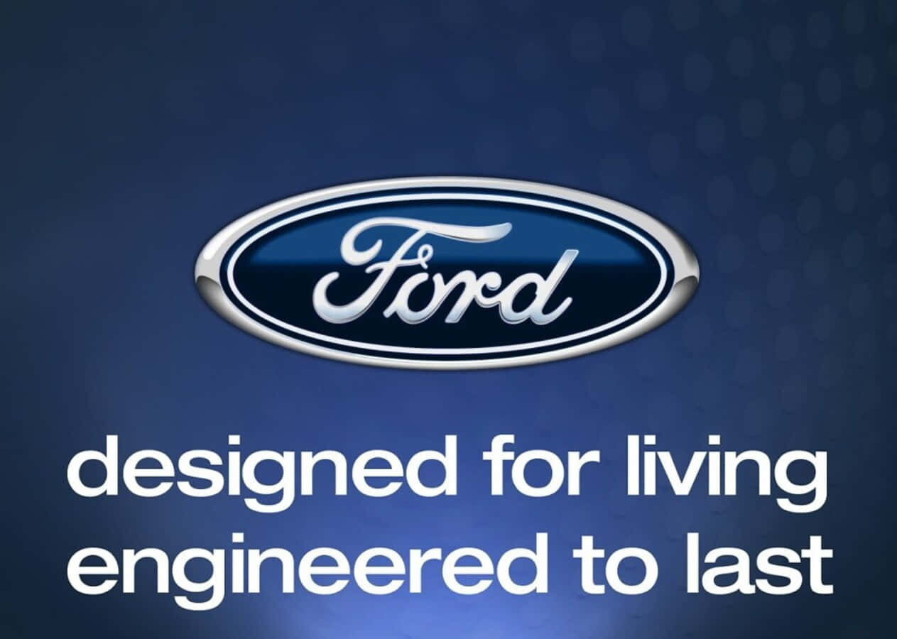 The shining Ford logo showcased on a blue background Wallpaper