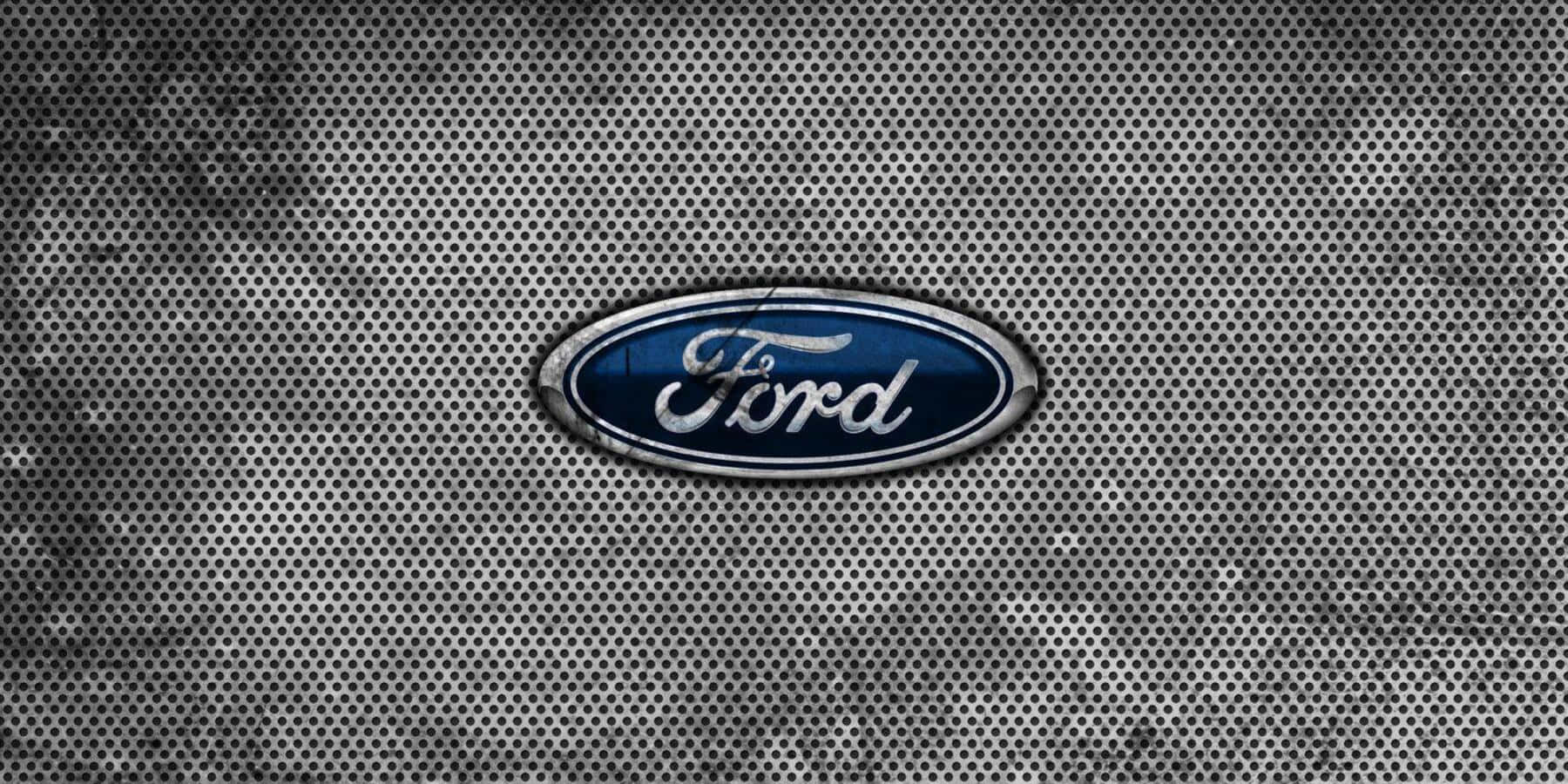 Iconic Ford Logo on Blue Background Wallpaper