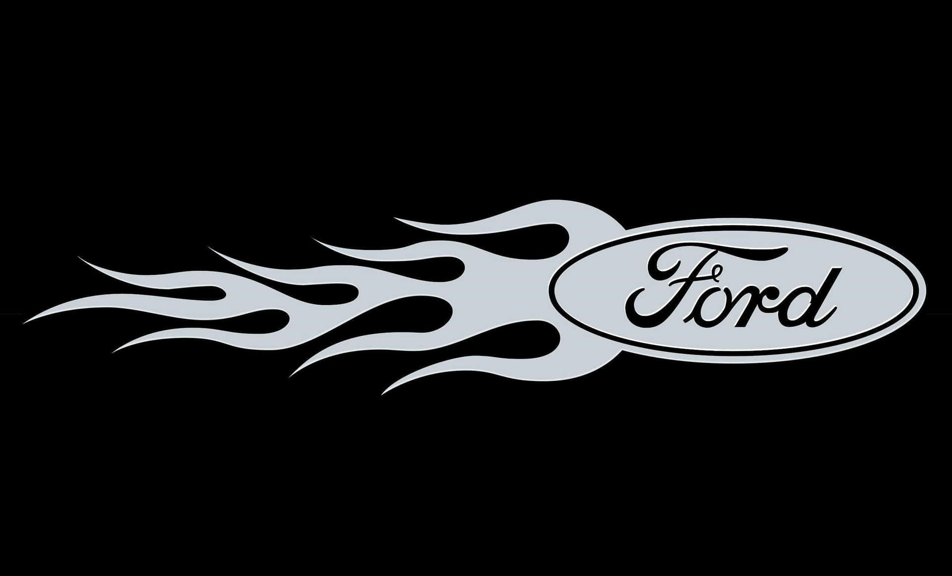 Ford Logo on Abstract Blue Background Wallpaper