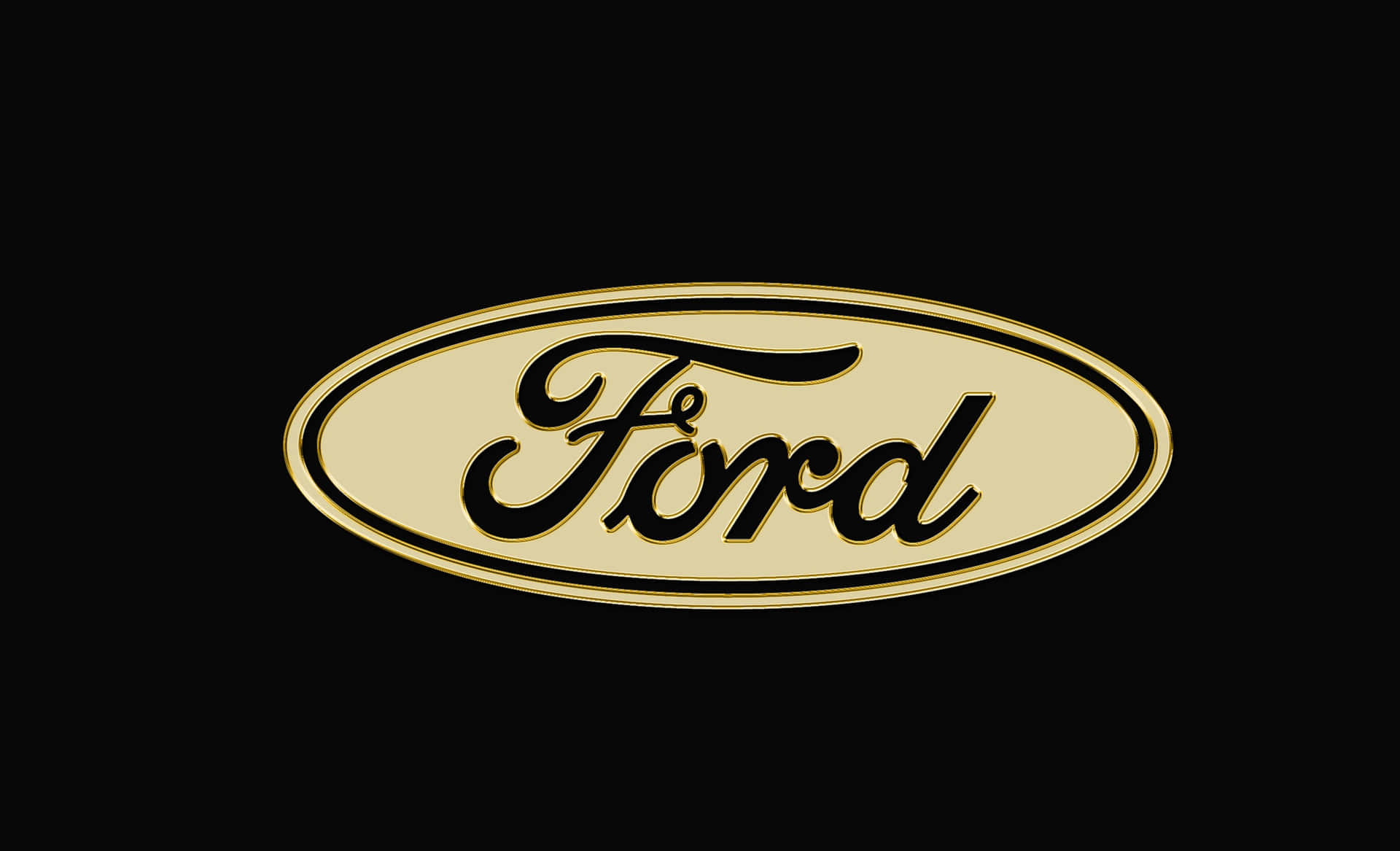 A well-lit Ford logo shining bright on a dark background Wallpaper