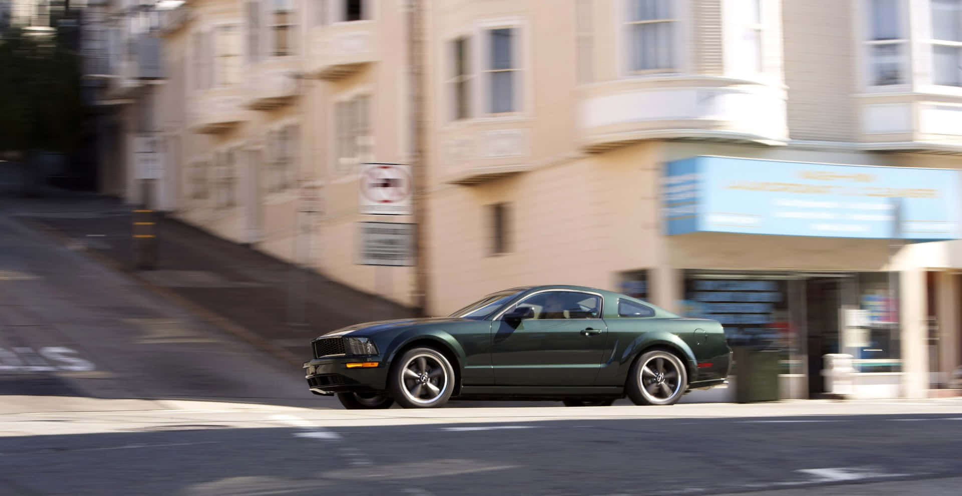 Caption: Ford Mustang Bullitt Cruising the Streets Wallpaper