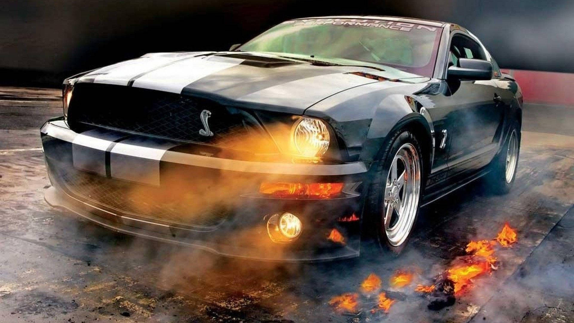 Ford Mustang GT On Flames Wallpaper