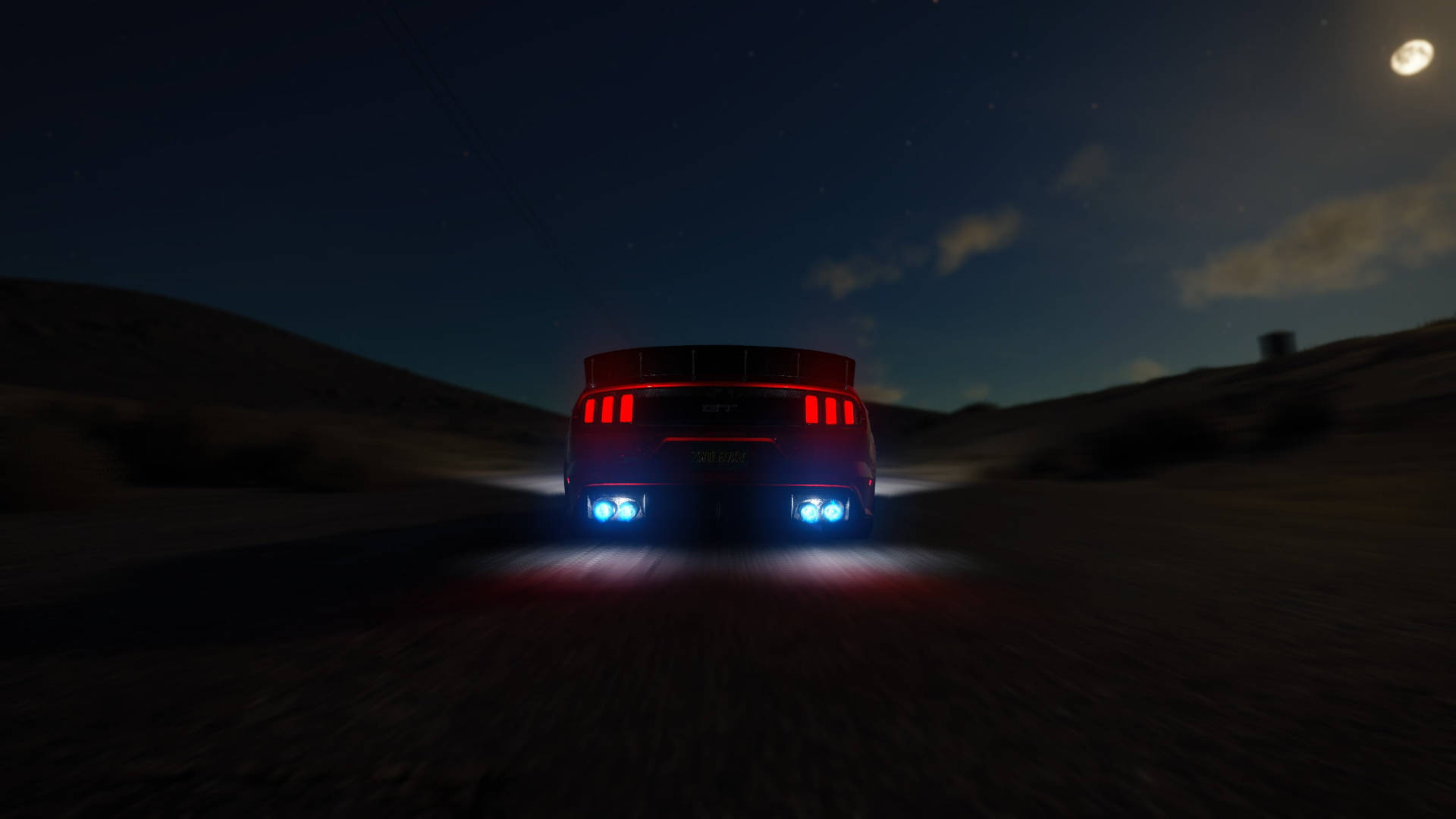 Captivating Night Drive with the Ford Mustang HD Wallpaper