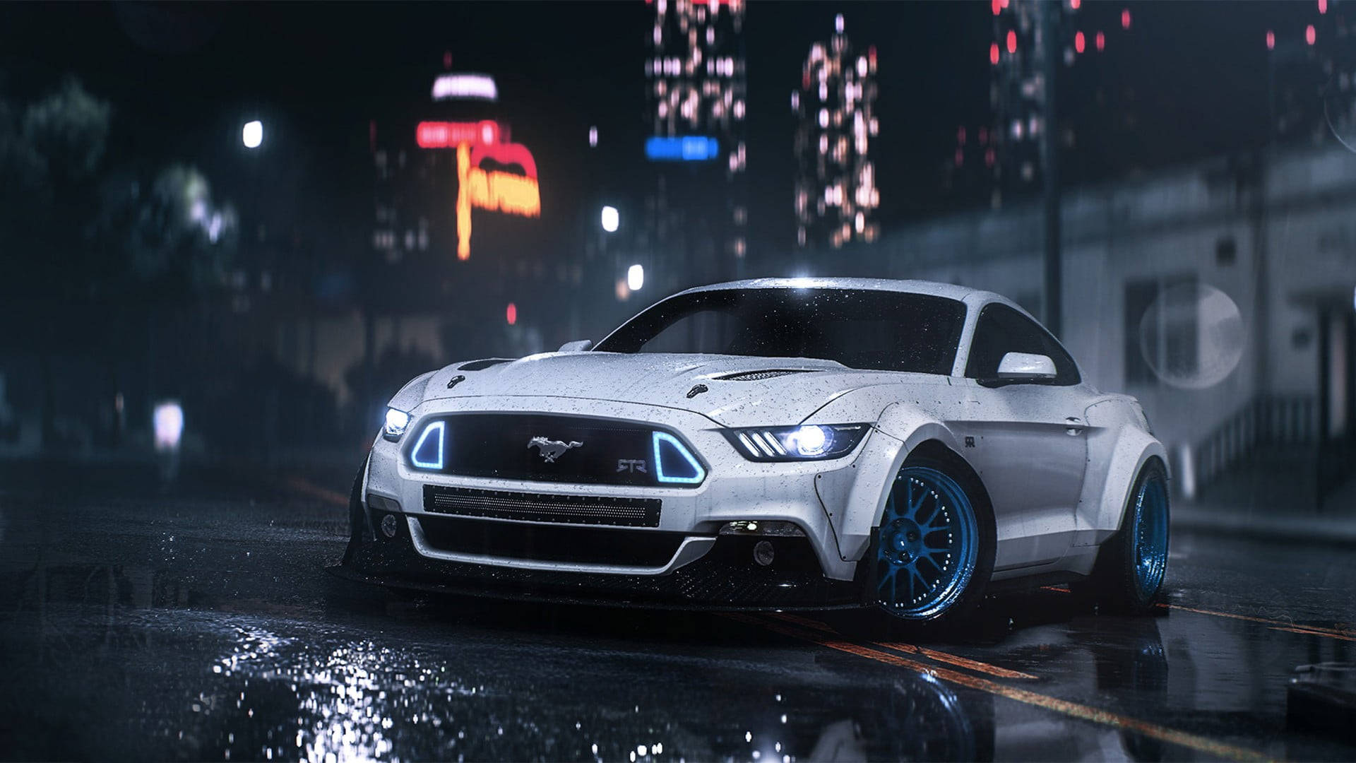 Ford Mustang HD i regnen tapet Wallpaper