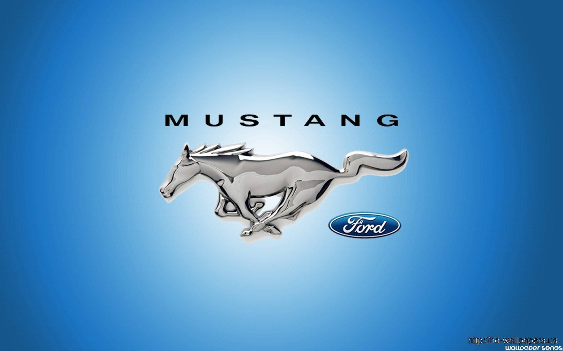 Ford Mustang Hd Logo Blå Wallpaper