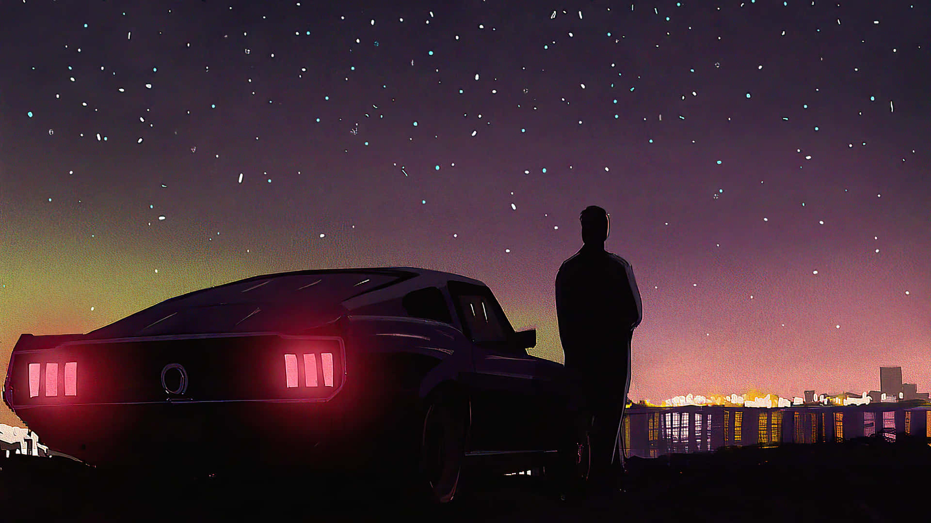 Ford Mustang In Lonely Nights Wallpaper