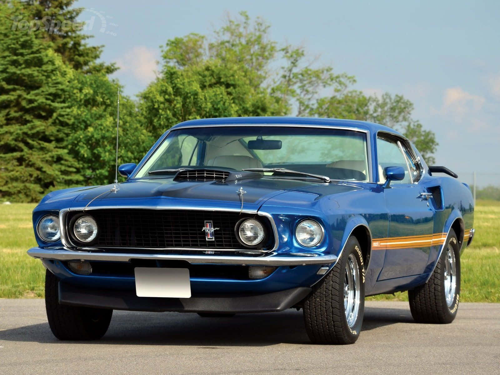 Classic Ford Mustang Mach 1 in action Wallpaper