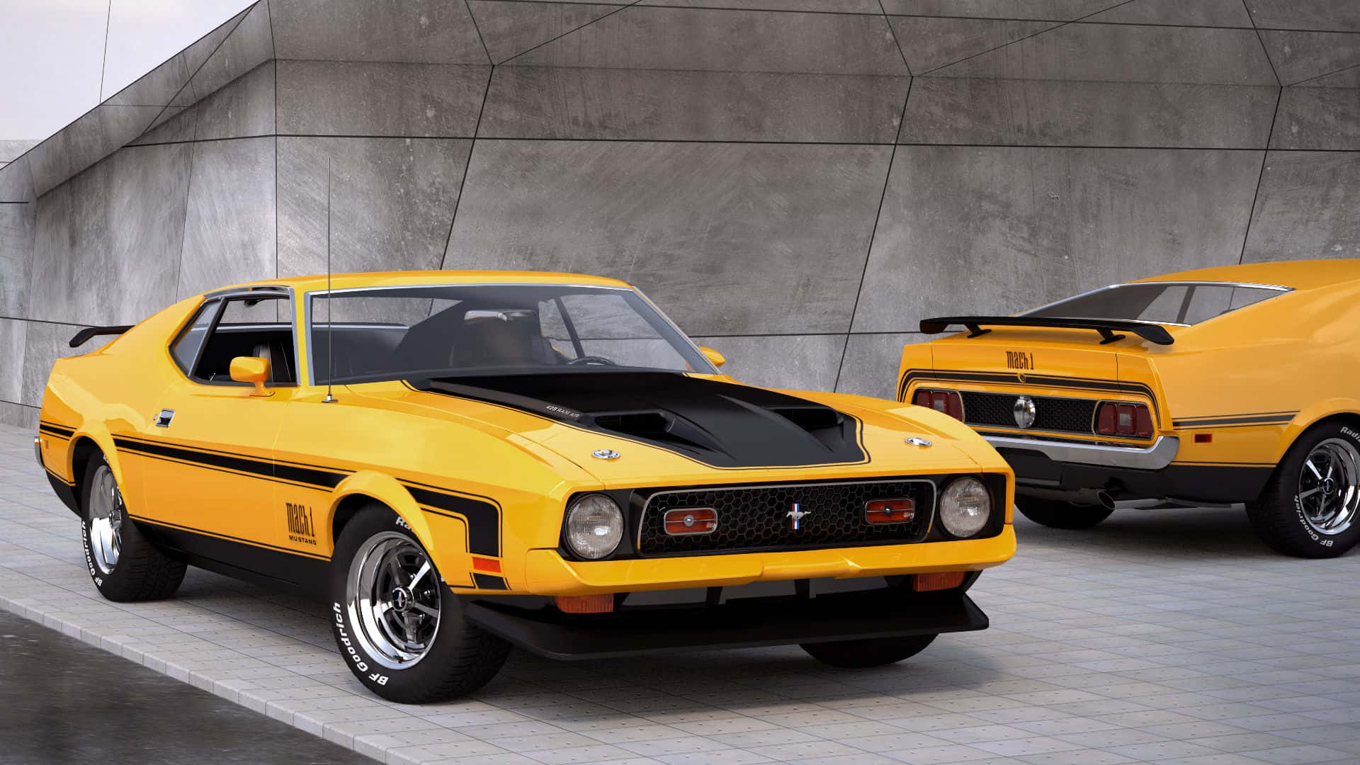 Sleek Ford Mustang Mach 1 in Action Wallpaper