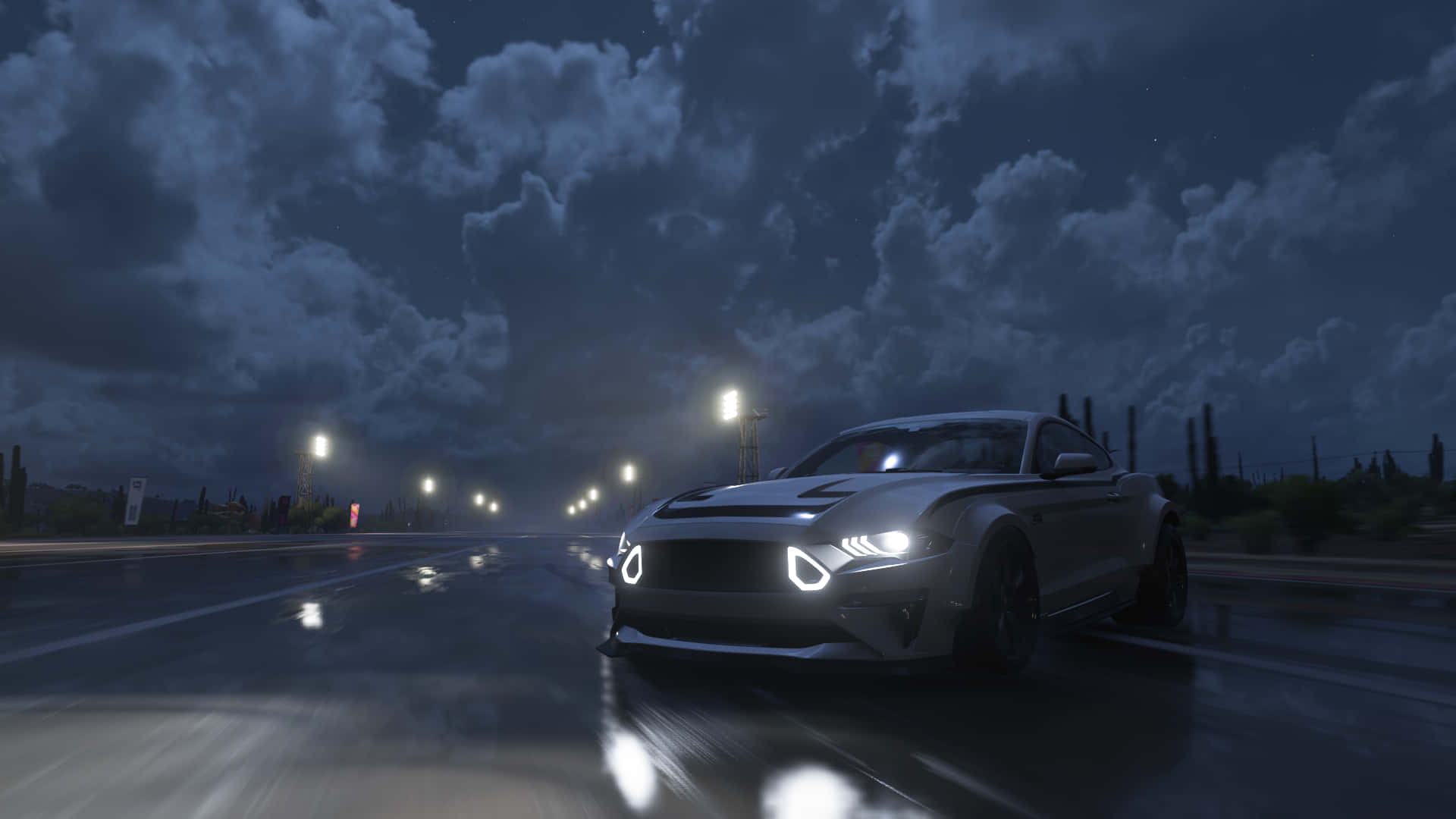 Ford Mustang Sports Car In The Dark Wallpaper