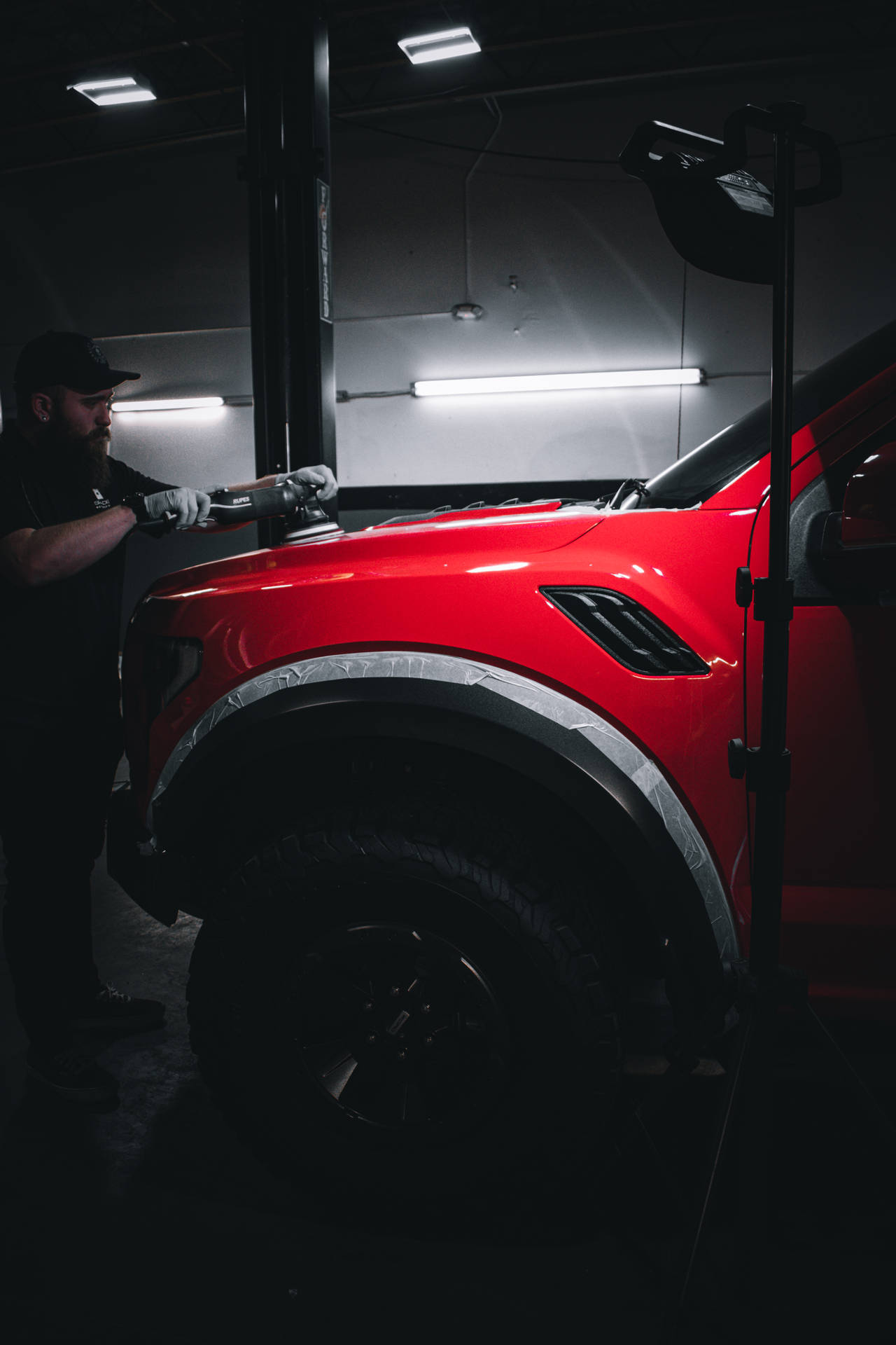 Ford Raptor In Custom Red Paint Background