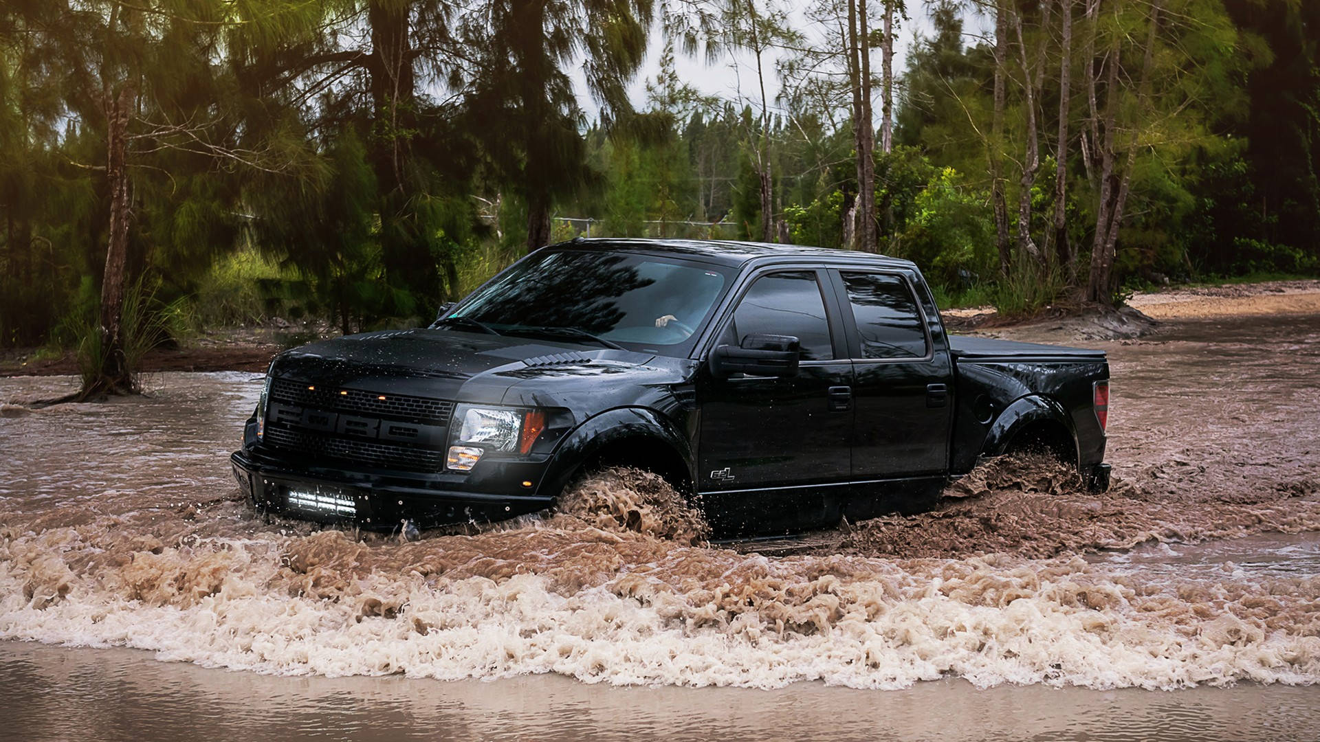 Ford Raptor In Flood Background