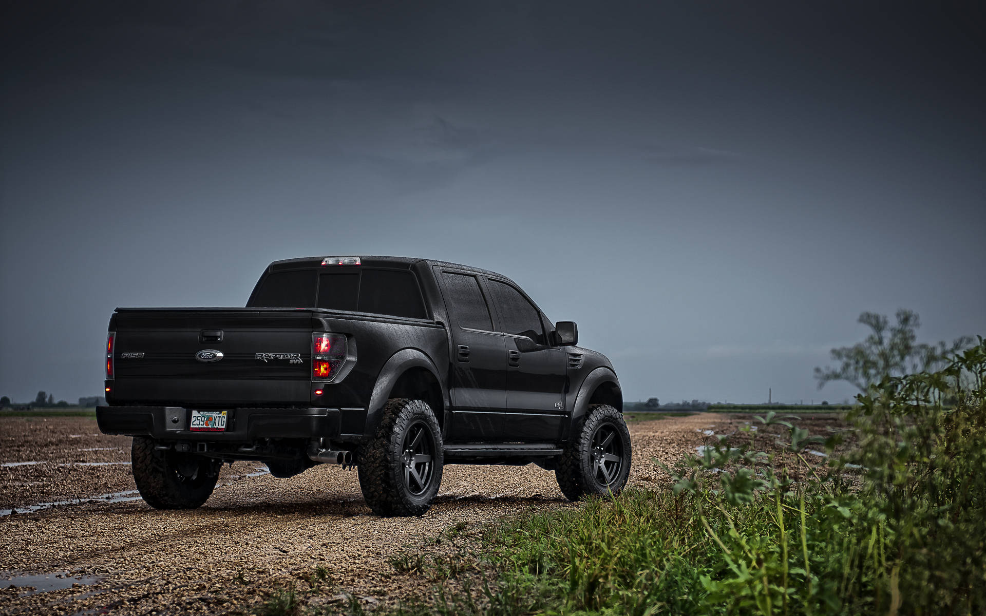 Ford Raptor In Matte Black Color Background