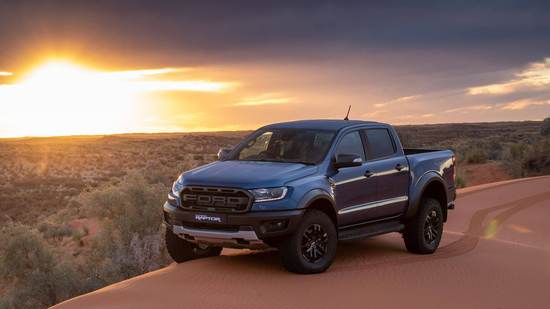 Ford Raptor With Sunset View Background