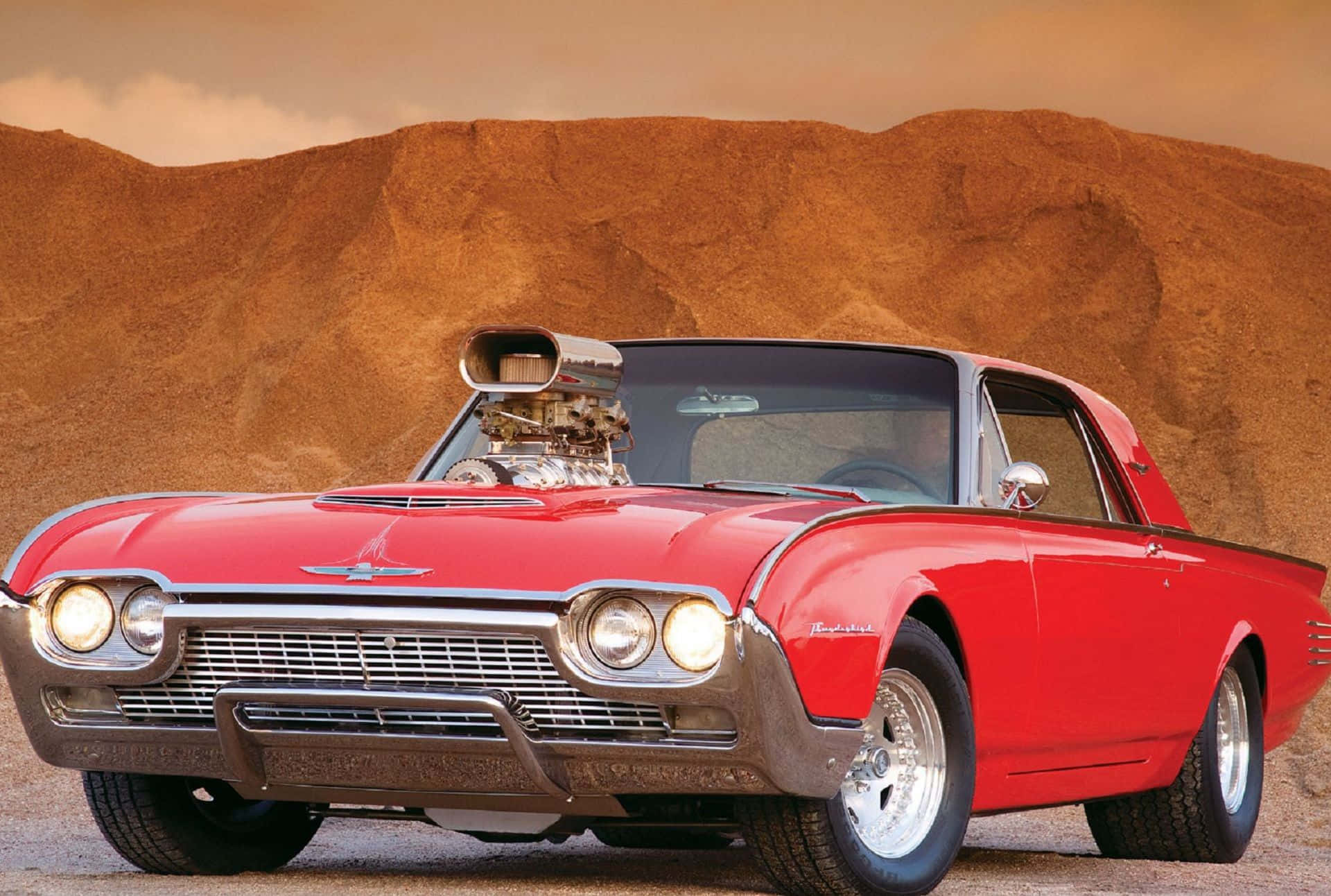 Classic Ford Thunderbird in a Garage Wallpaper