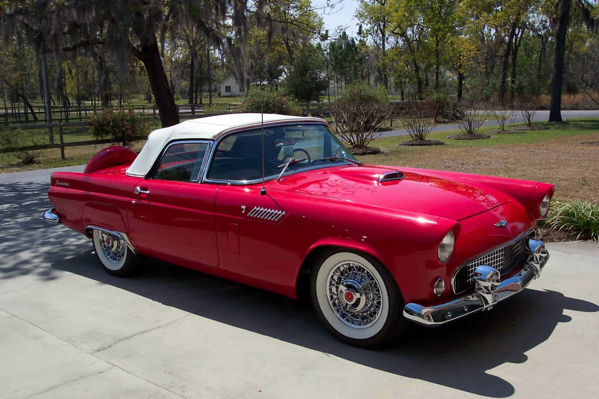 Classic Ford Thunderbird Cruising the Streets Wallpaper