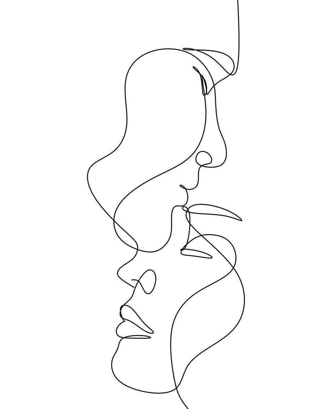 Forehead Kiss One Line Drawing Wallpaper