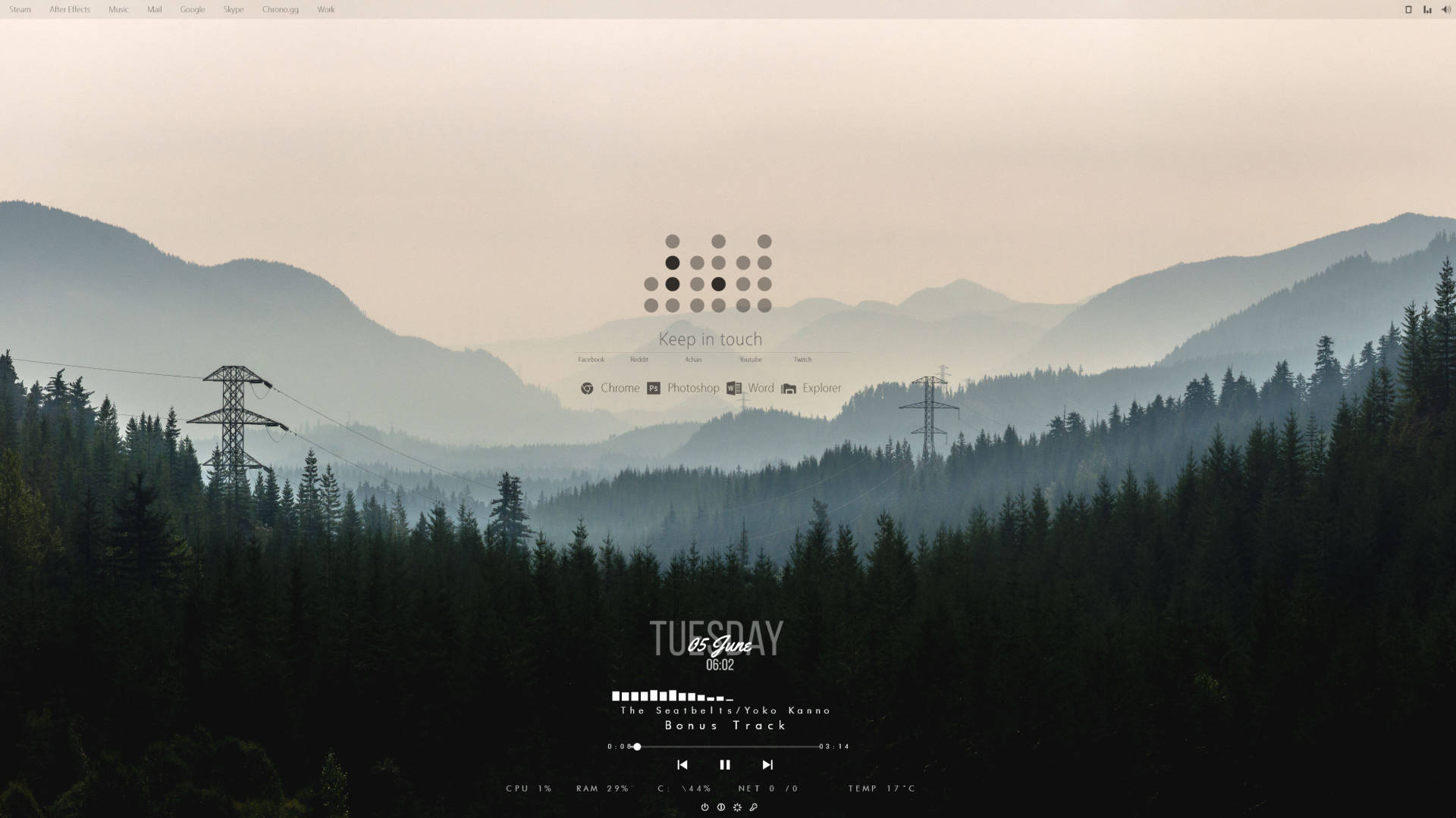 Diseñode Forest And Mountain Rainmeter Fondo de pantalla