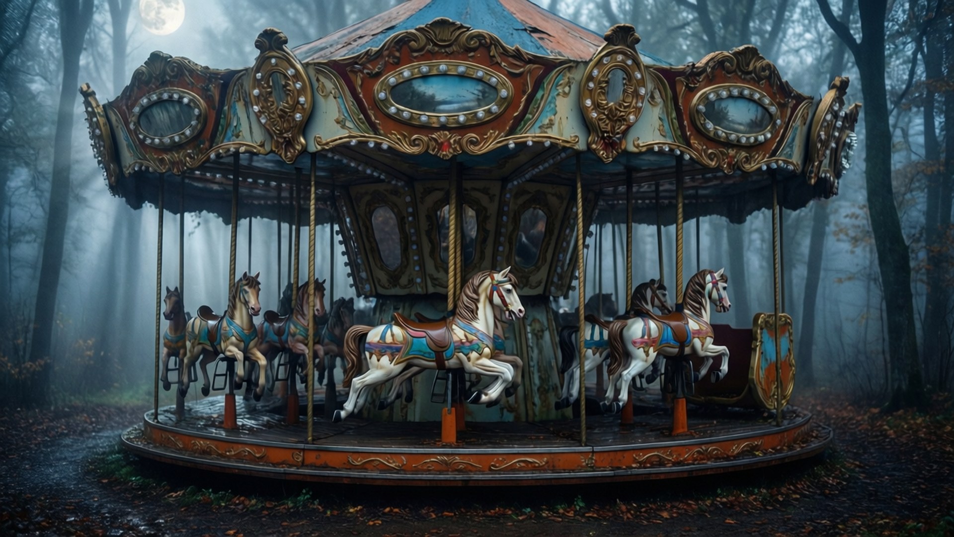 Forest Carousel Ghosts Wallpaper