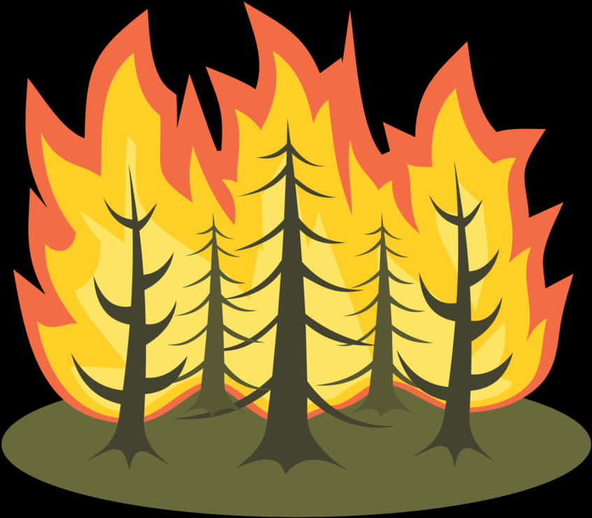 Forest Fire Vector Illustration PNG
