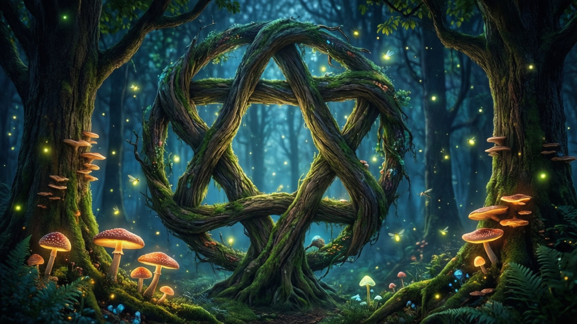 Floresta Hexagrama Encantada Papéis de Parede