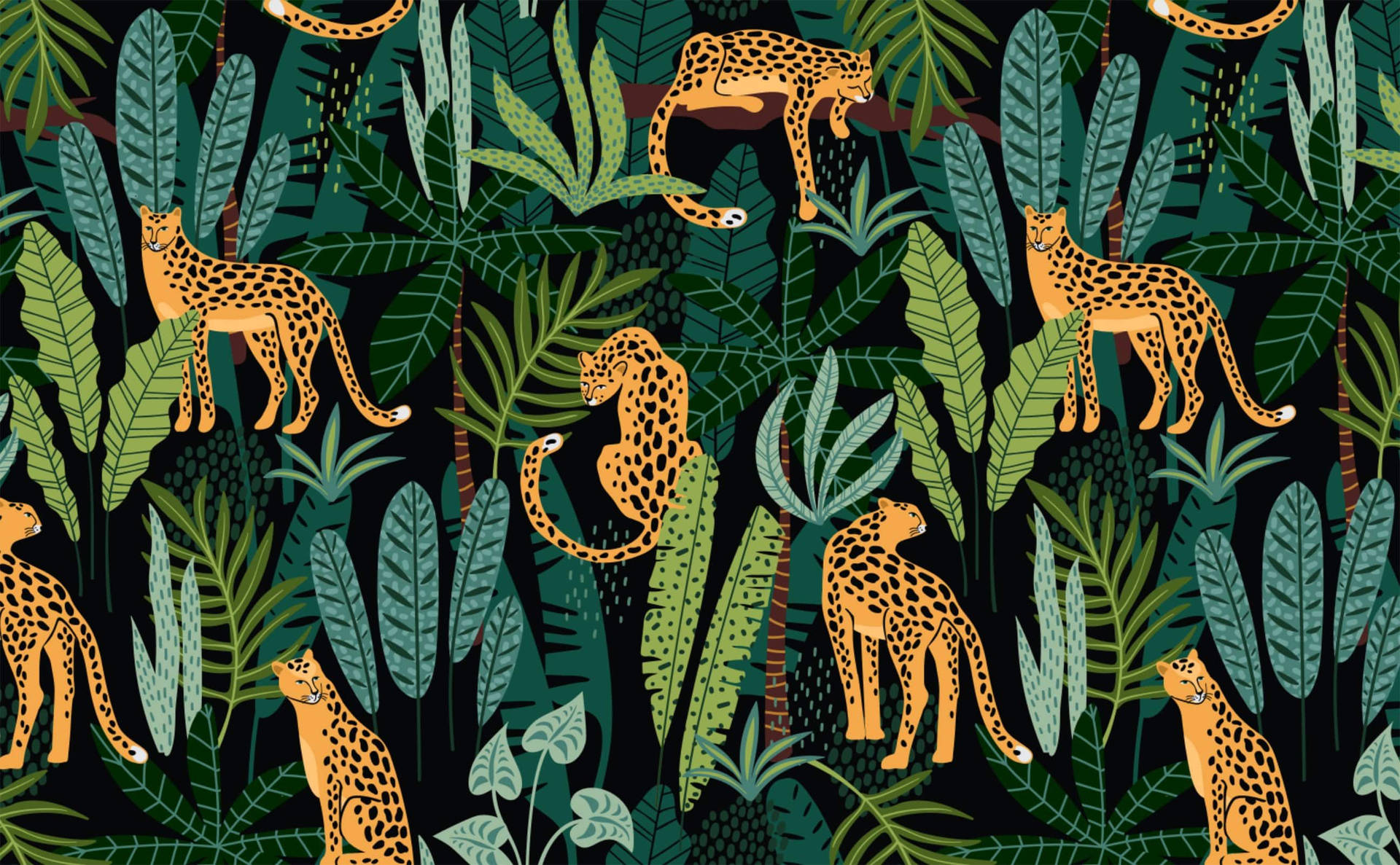 Forest Leopard Pattern Design Wallpaper