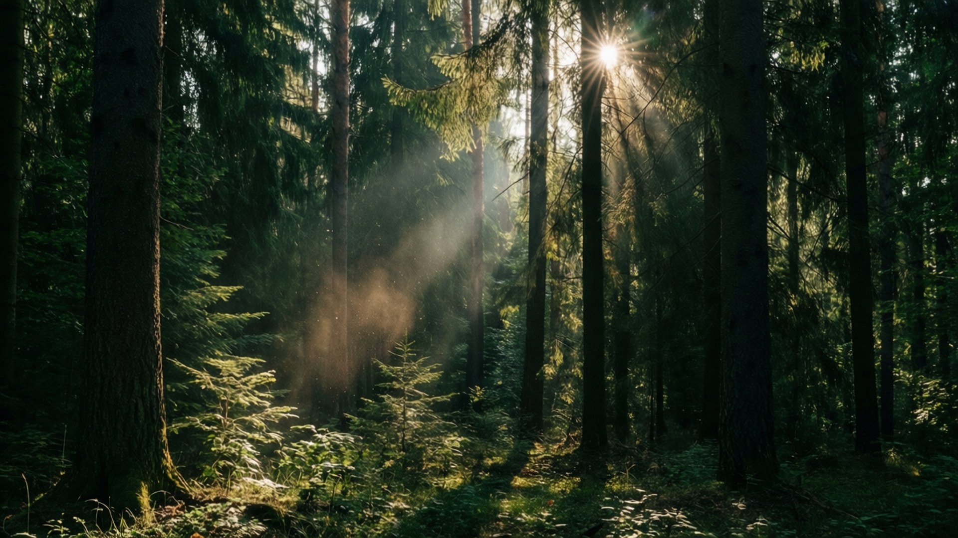 Skogsljusstrålar Bakgrundsbilder