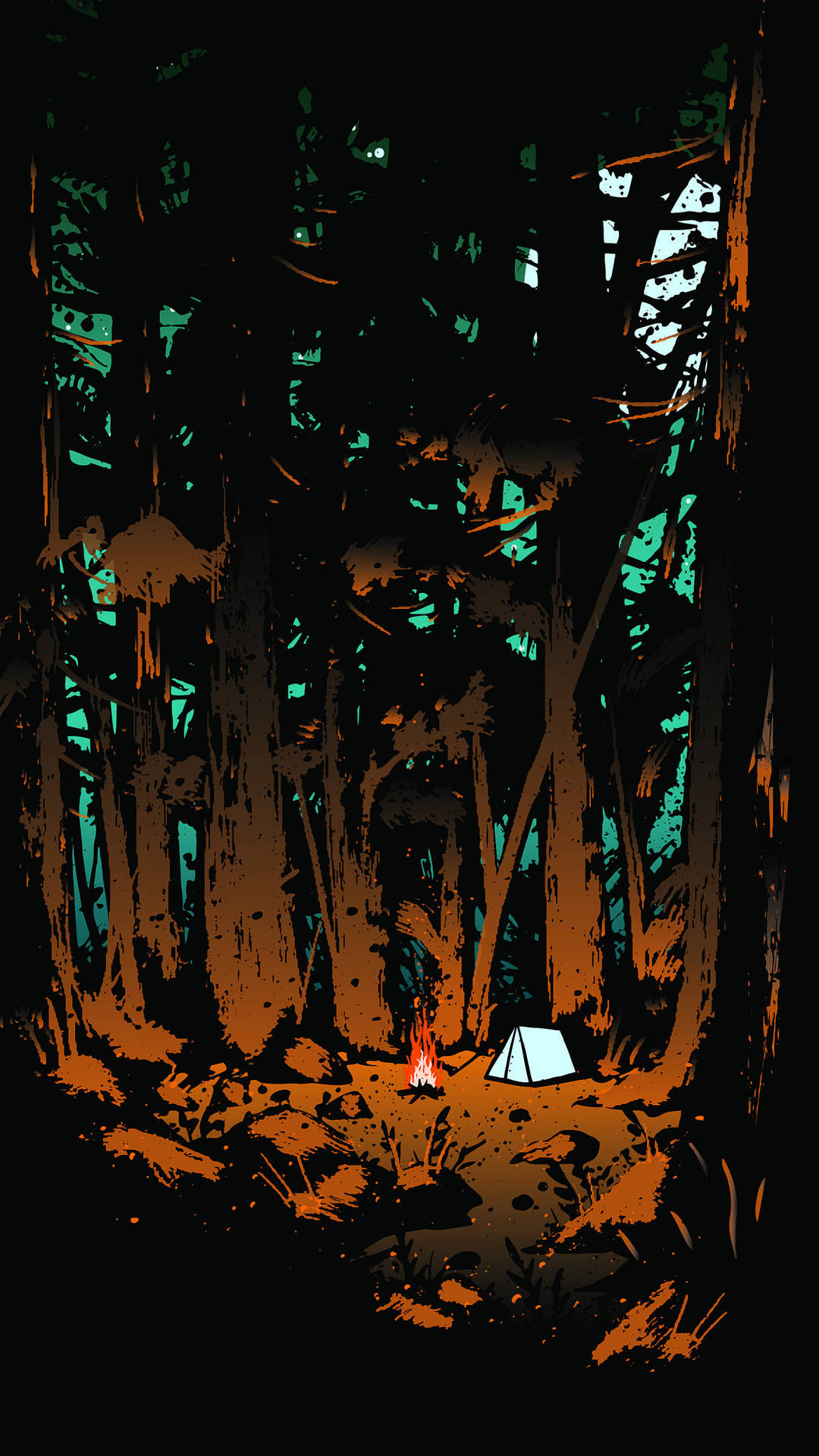 Forest Of Giant Trees Illustration Art Wallpaper