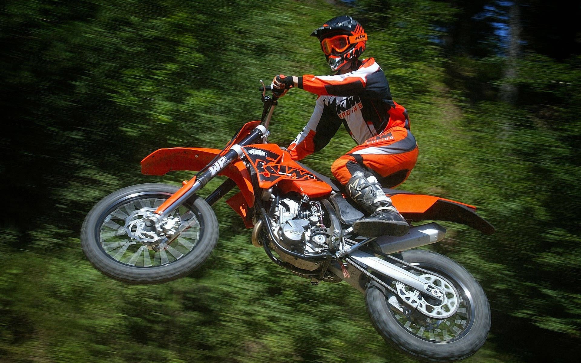 Forest Orange Motocross Jump Background