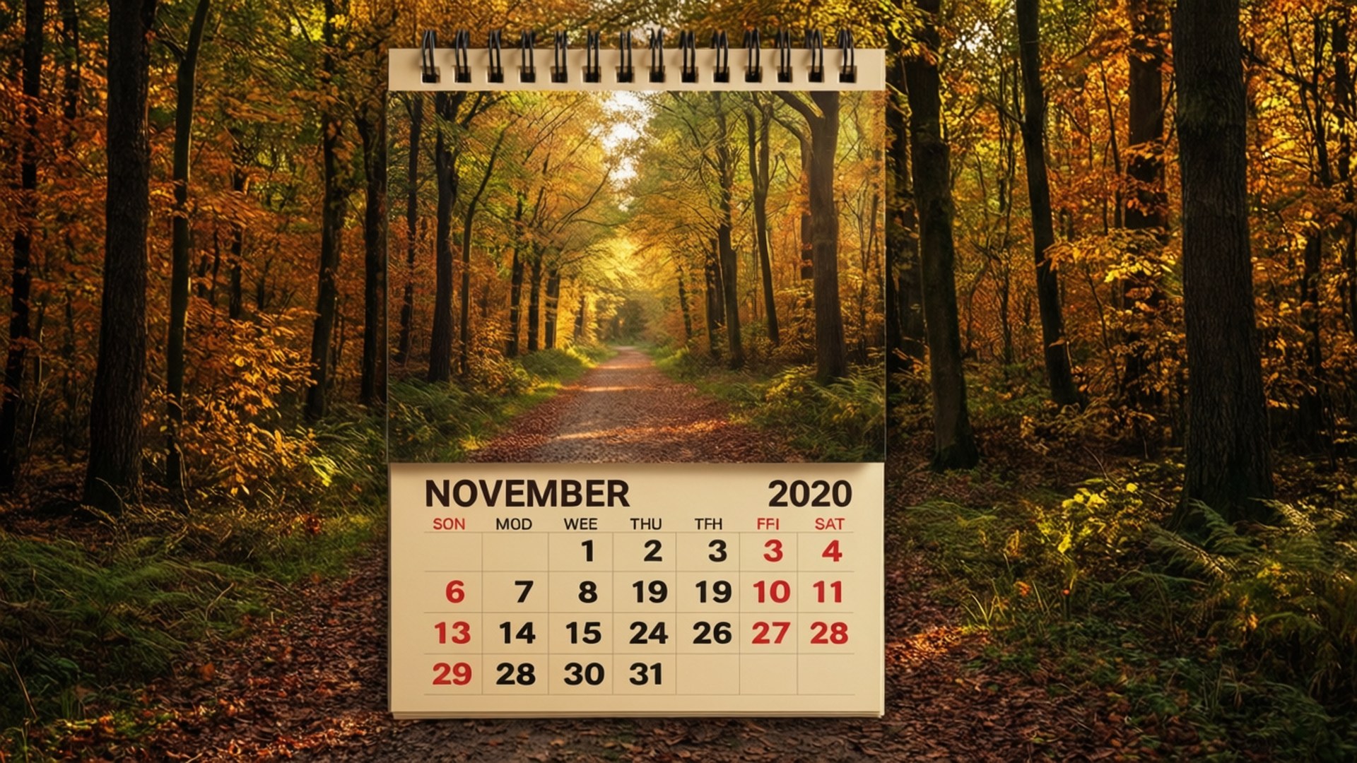 Bospad Kalender Achtergronden