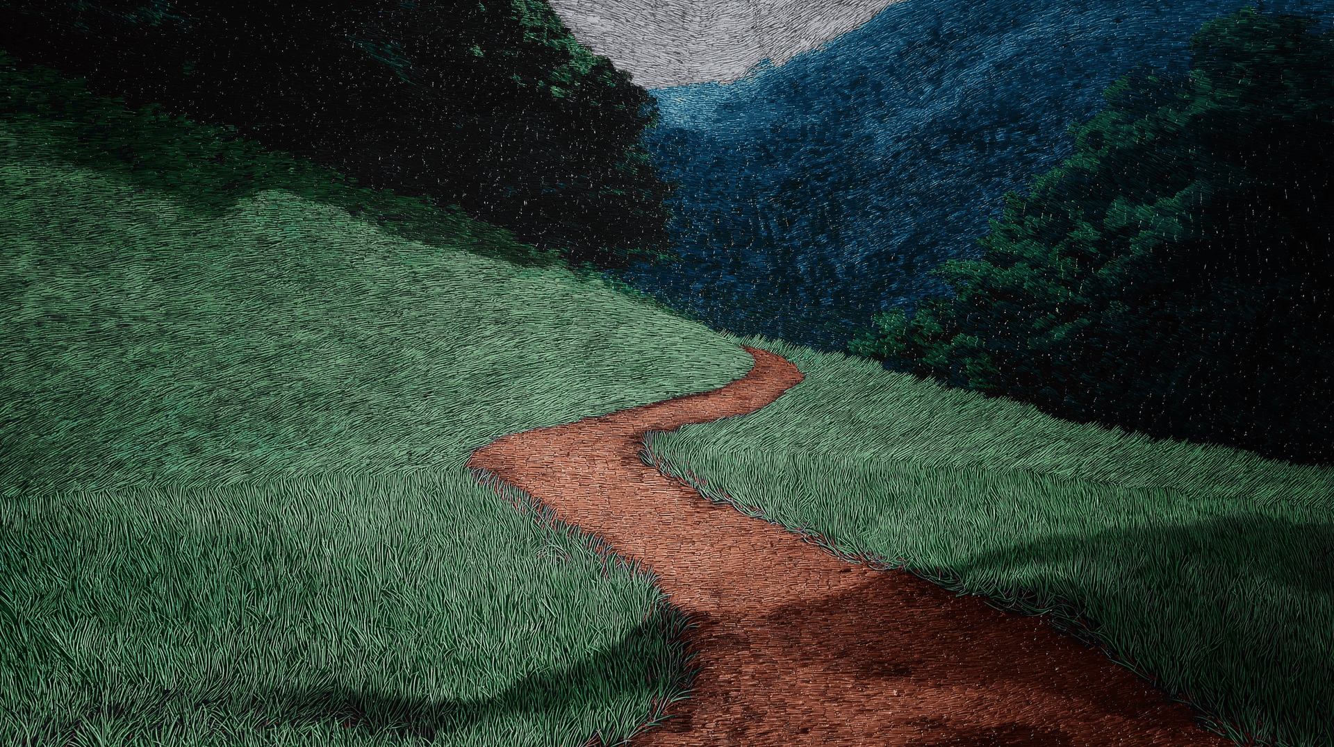 Forest Path Embroidery Wallpaper