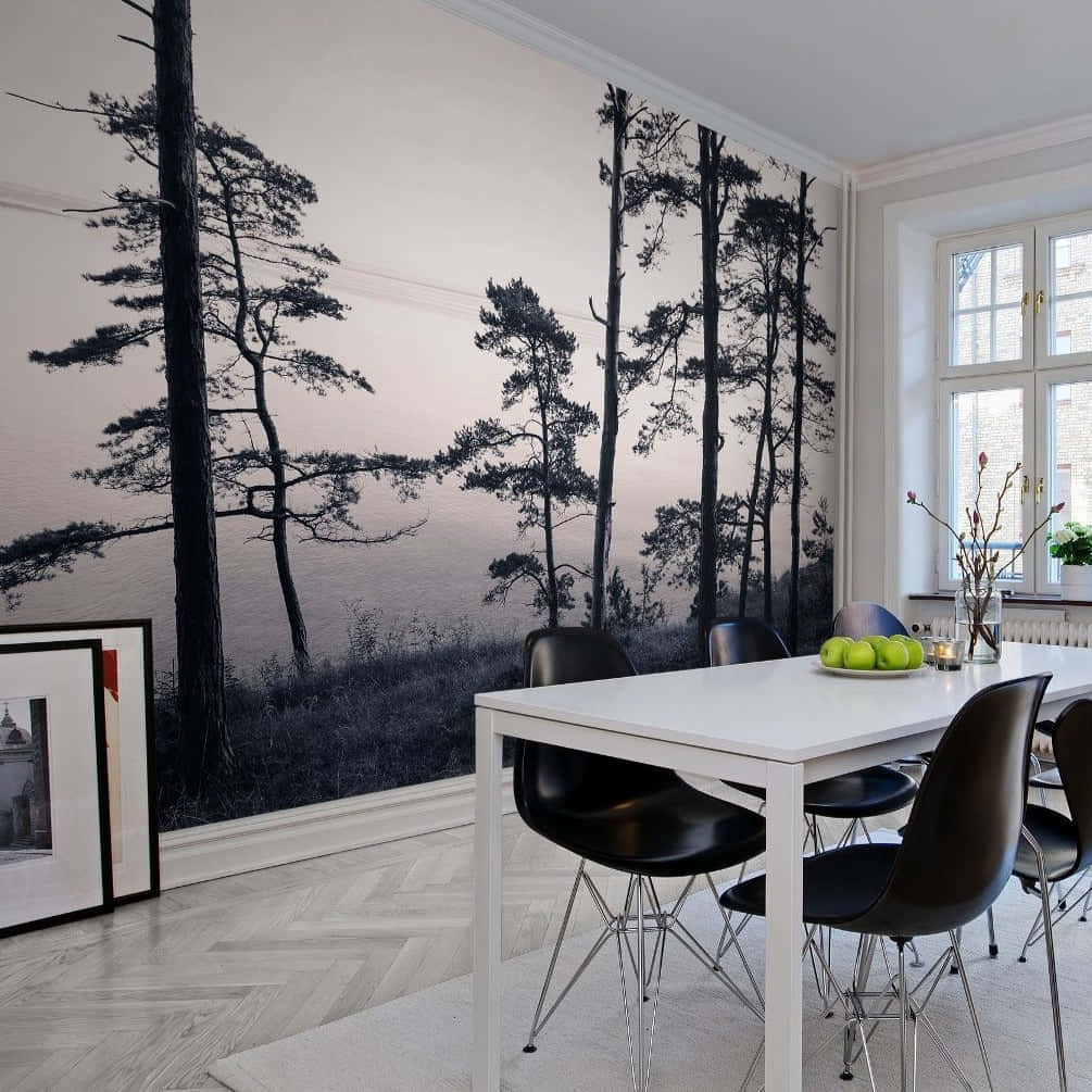Forest Silhouette Wall Mural Dining Room Wallpaper