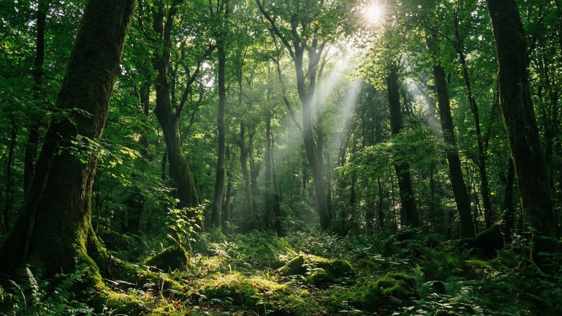 Sinar Matahari Hutan Wallpaper