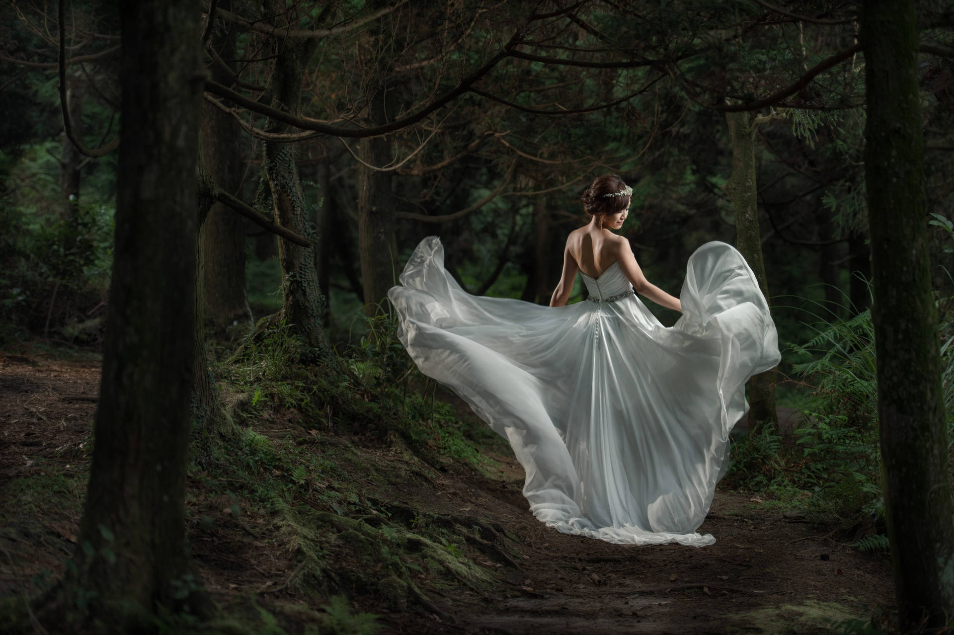 Forest-themed Wedding Dress Wallpaper