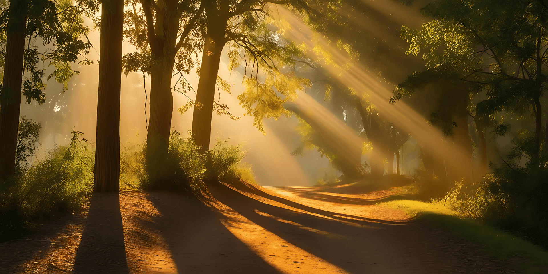 Forest Trail Bathed In Morning Light Wallpaper