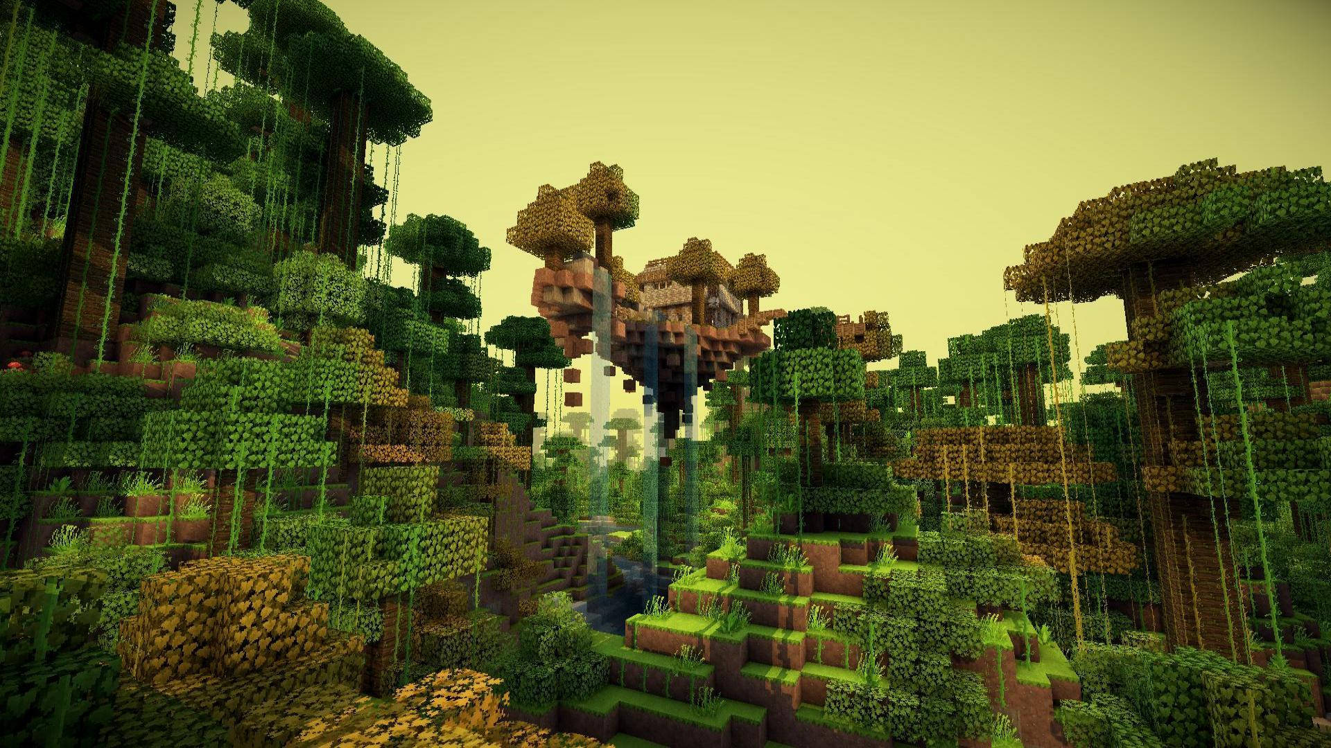 Forest Trees And Vines Minecraft Hd Wallpaper