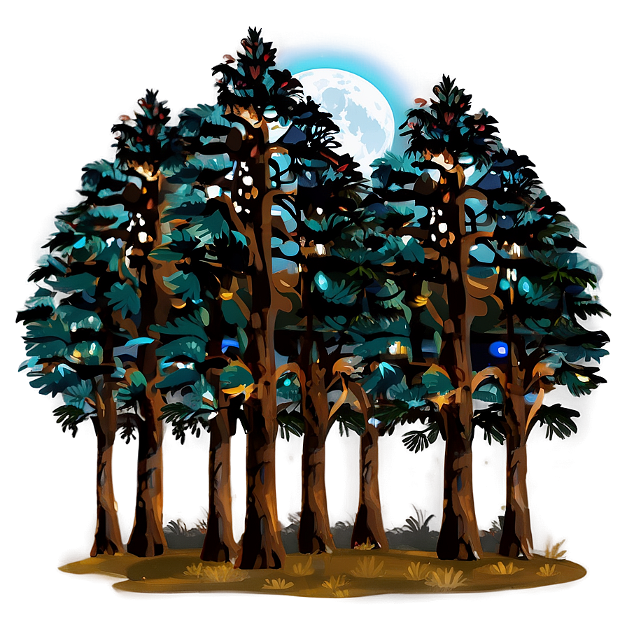 Forest Trees At Night Png 06262024 PNG