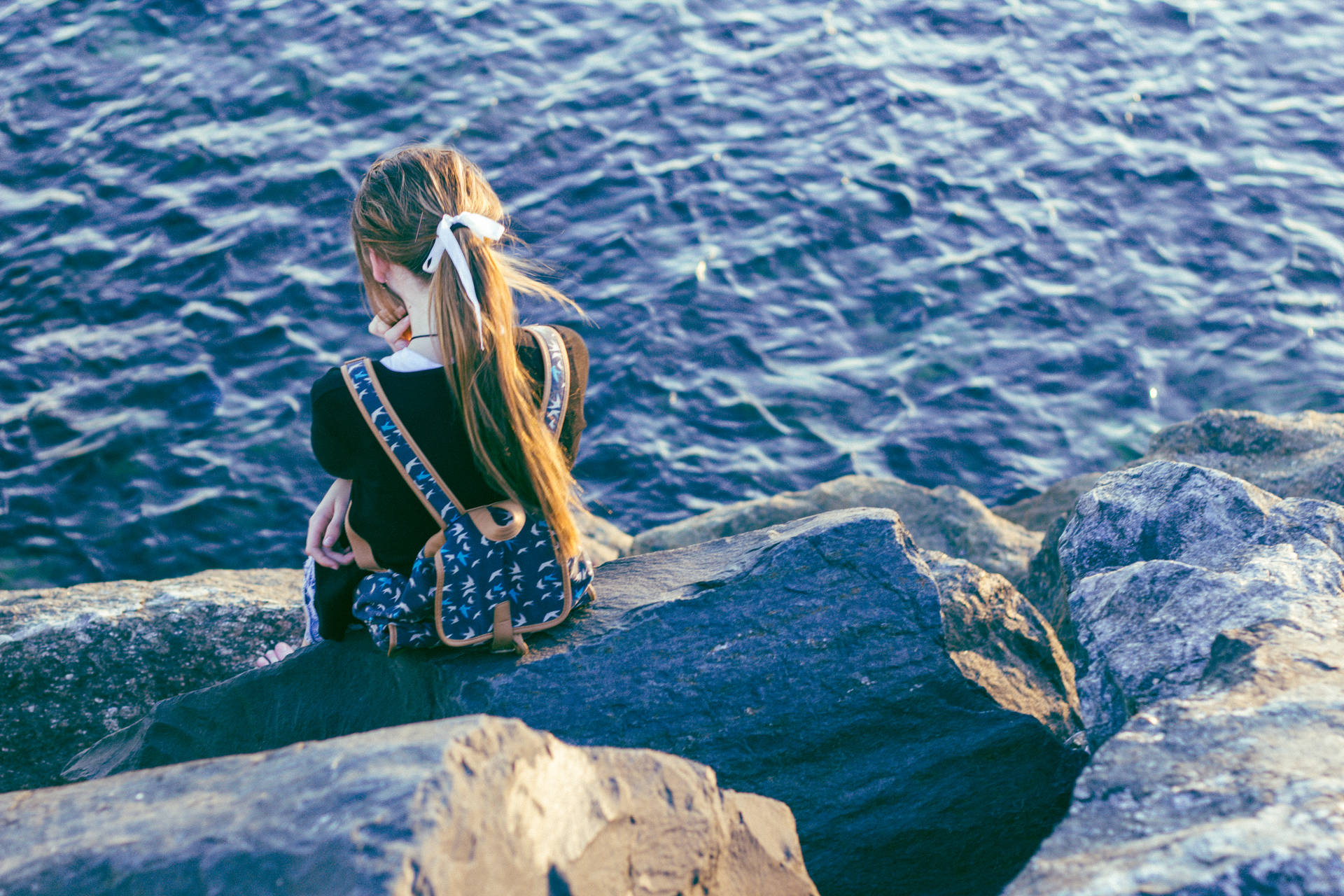 Forever Alone Girl By The Sea Wallpaper
