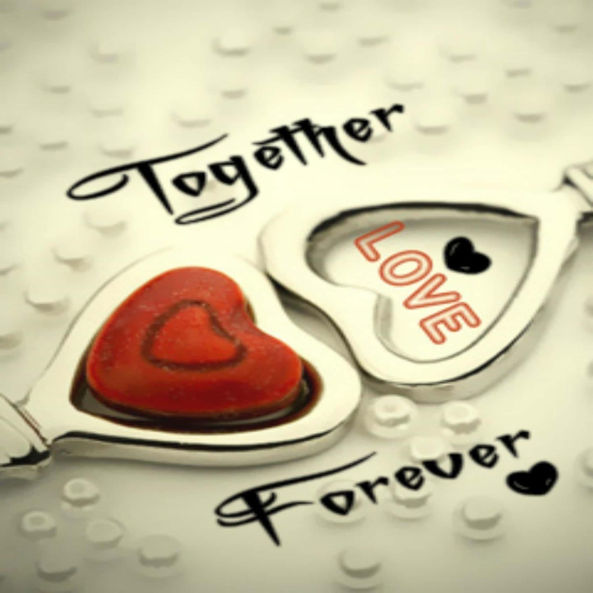 Two Hearts With The Words Together Love Forever Wallpaper