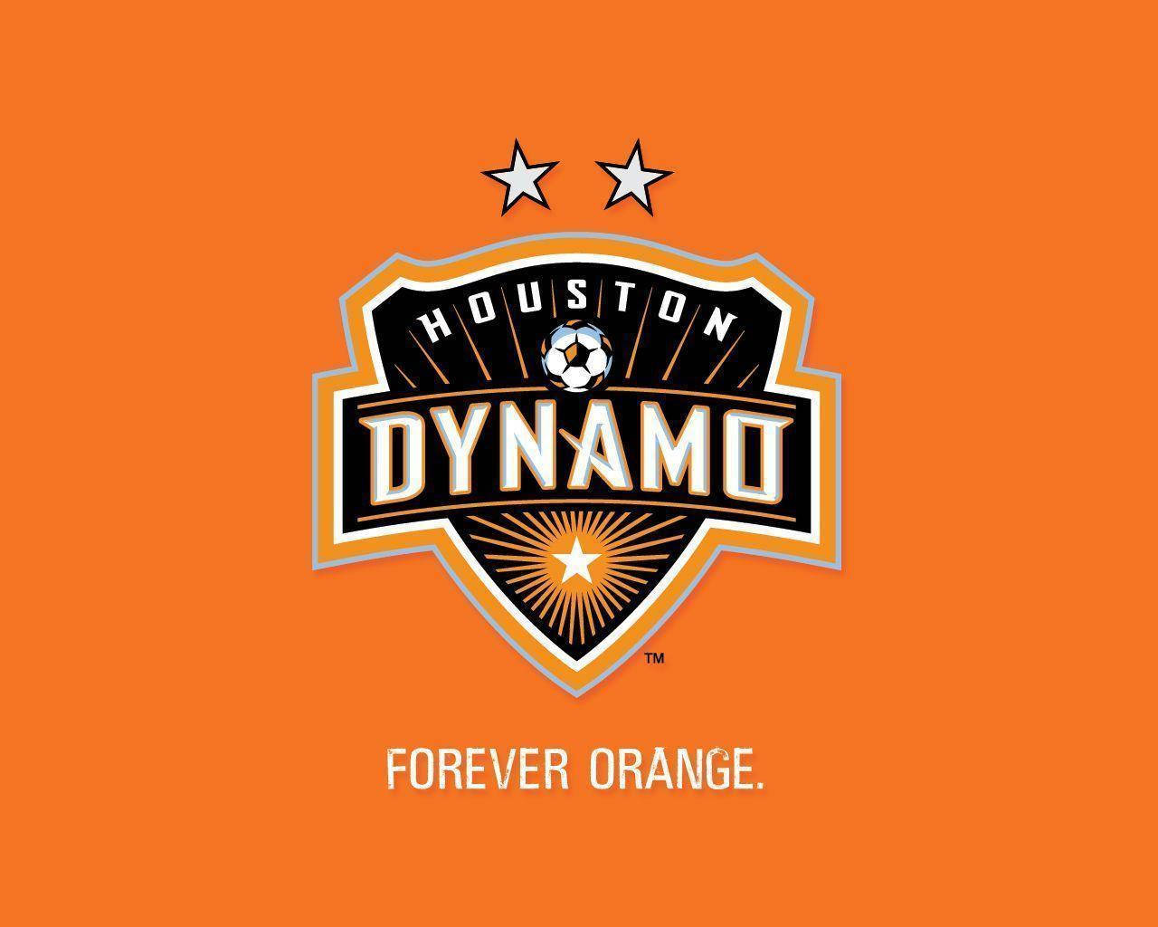 Vedvarende Orange Houston Dynamo Club Badge Wallpaper Wallpaper
