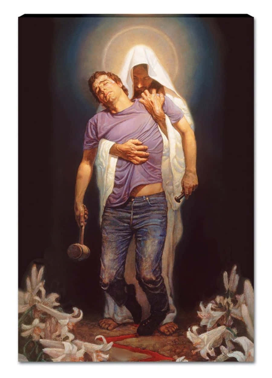 Jesus Carries A Man In The Arms Of Jesus