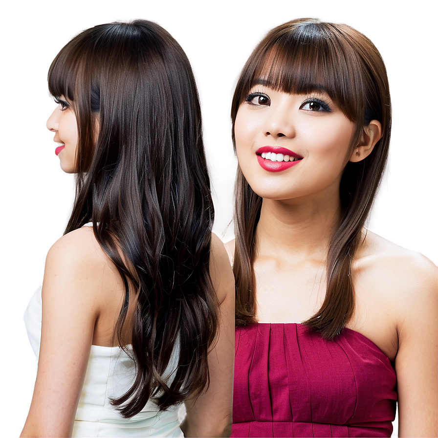 Formal Hairstyle With Bangs Png Jmo PNG
