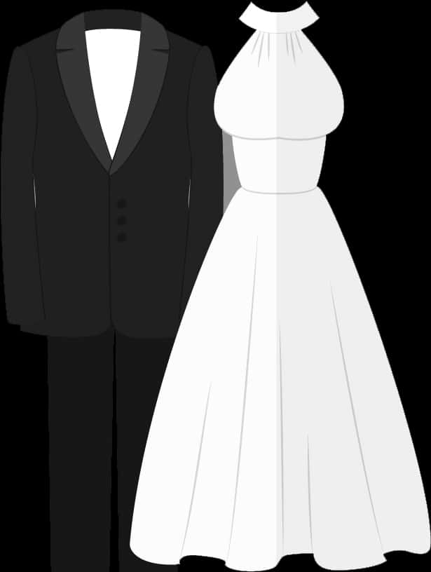 Formal Wedding Attire Illustration PNG