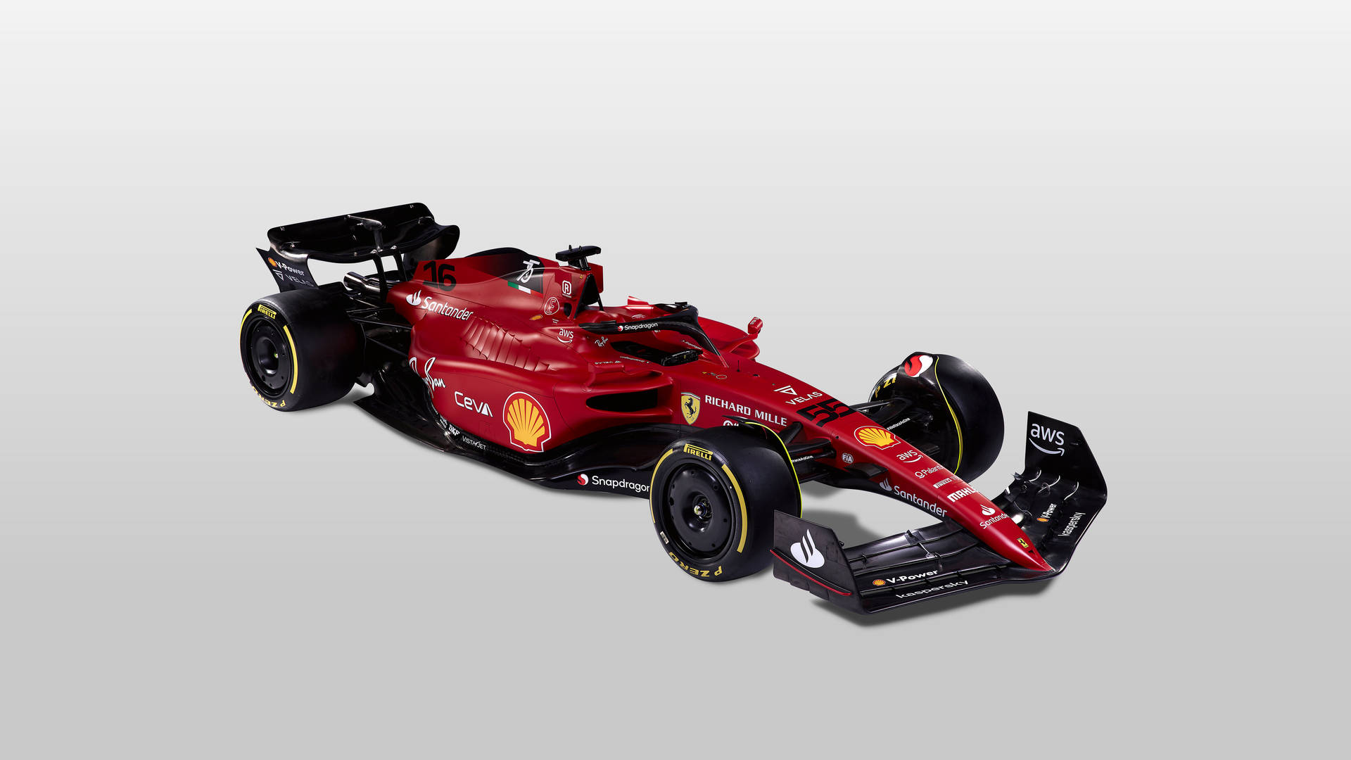 En Ferrari F1 bil på en hvid baggrund Wallpaper